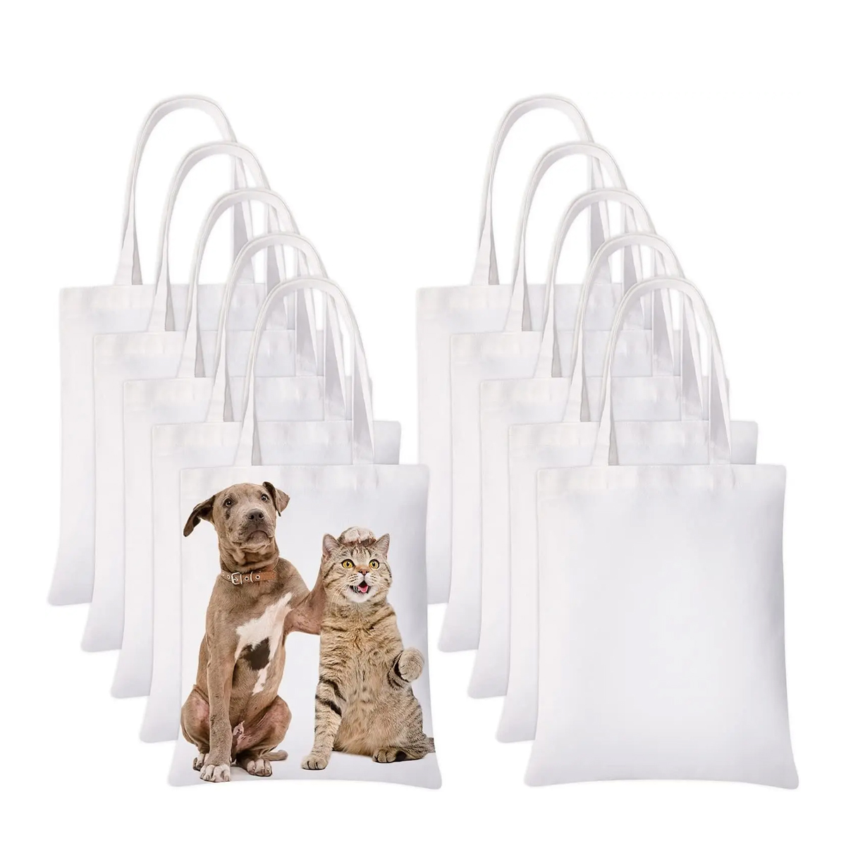 Tote Bag Sublimation - 6 borse tote in tela bianca,