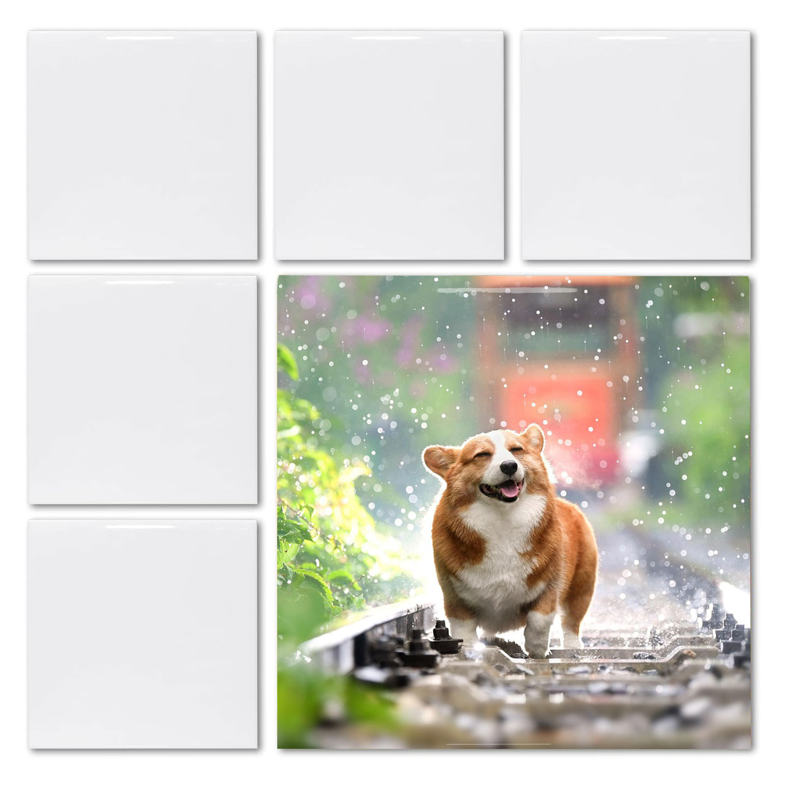 Ceramic Tile Blank - 20 pz. Piastrelle Bianche Lucide Quadrate